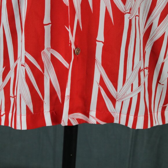 Vintage Hawaiian Shirt - Red and White Bamboo Pattern - Men's Small - Picture 4 of 10